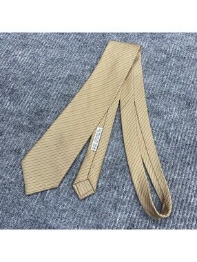 Vintage BRIONI Necktie Beige Tan Stripe Hand‎ Made In Italy 100% Silk Tie